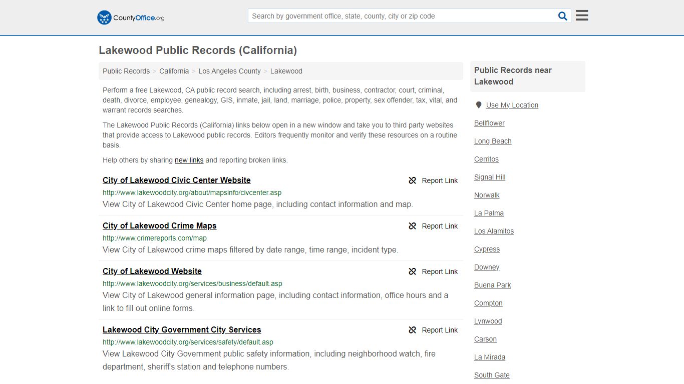 Public Records - Lakewood, CA (Business, Criminal, GIS, Property ...